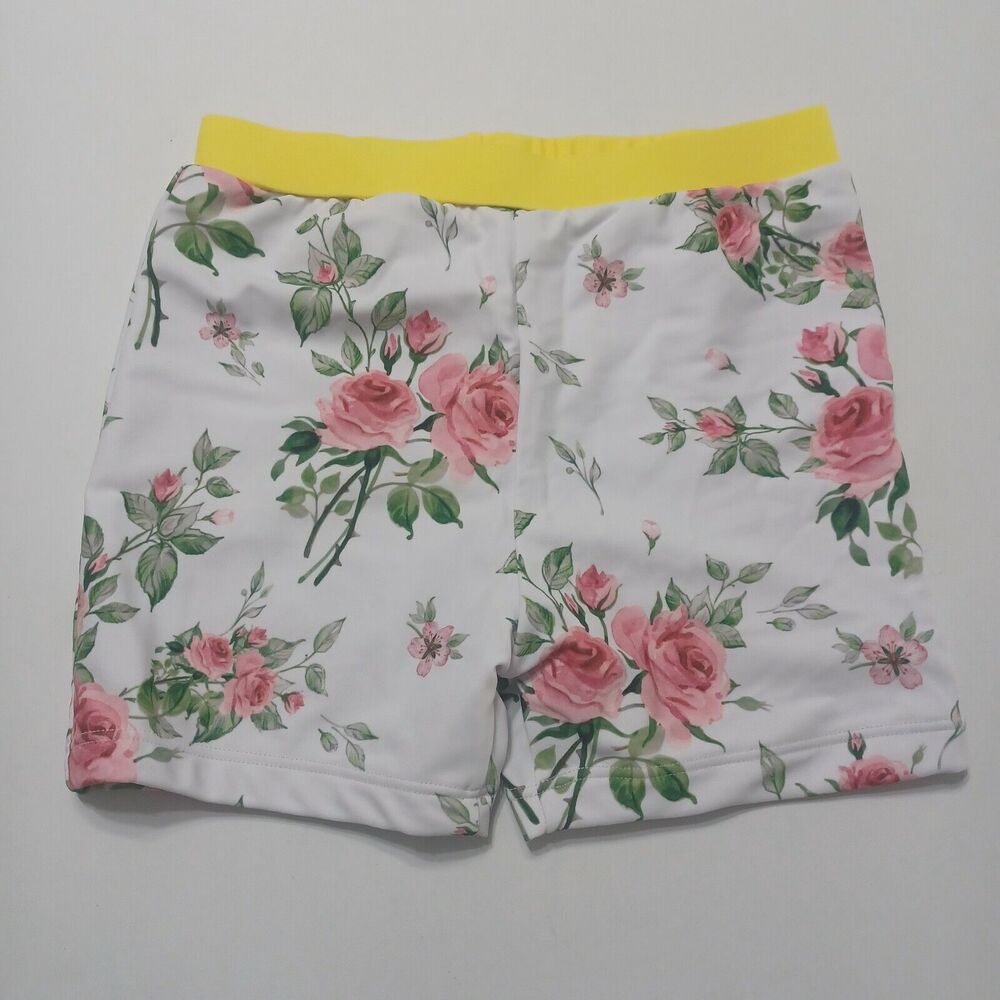 Shenzhen Girls‎ 7 Years Shorts White Floral Pink Roses Elastic Waist Pull On